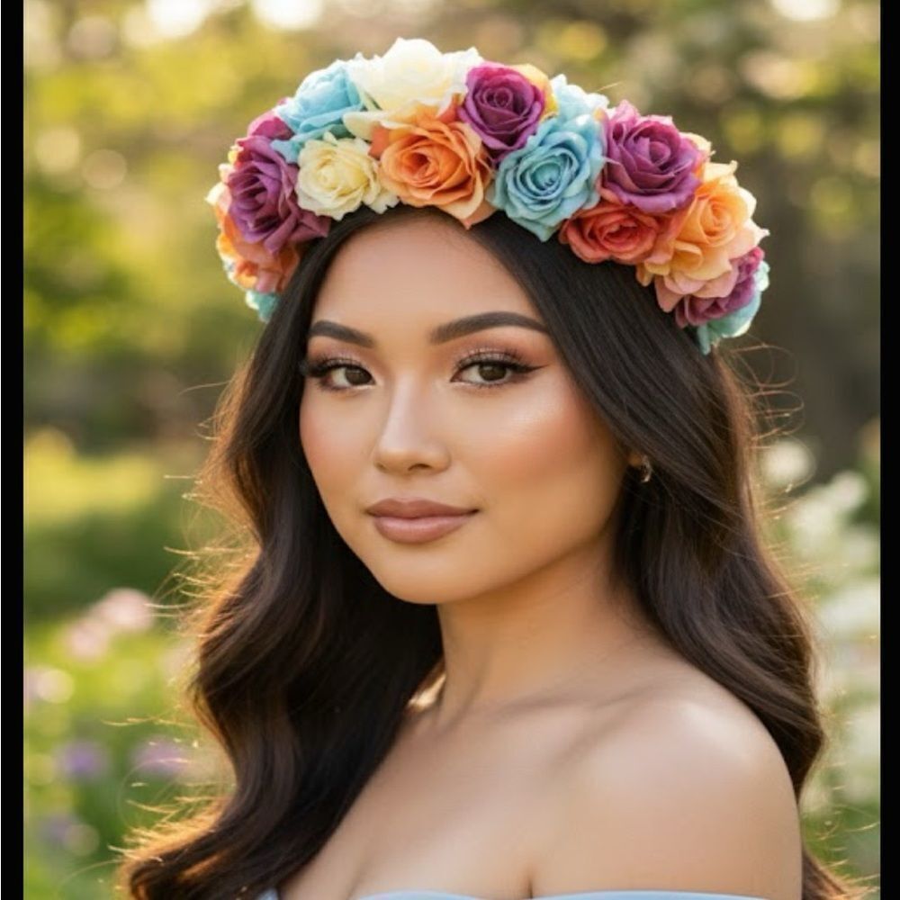 Stunning Handmade Colorful/Pastel Spring Rose Goddess Flower Crown